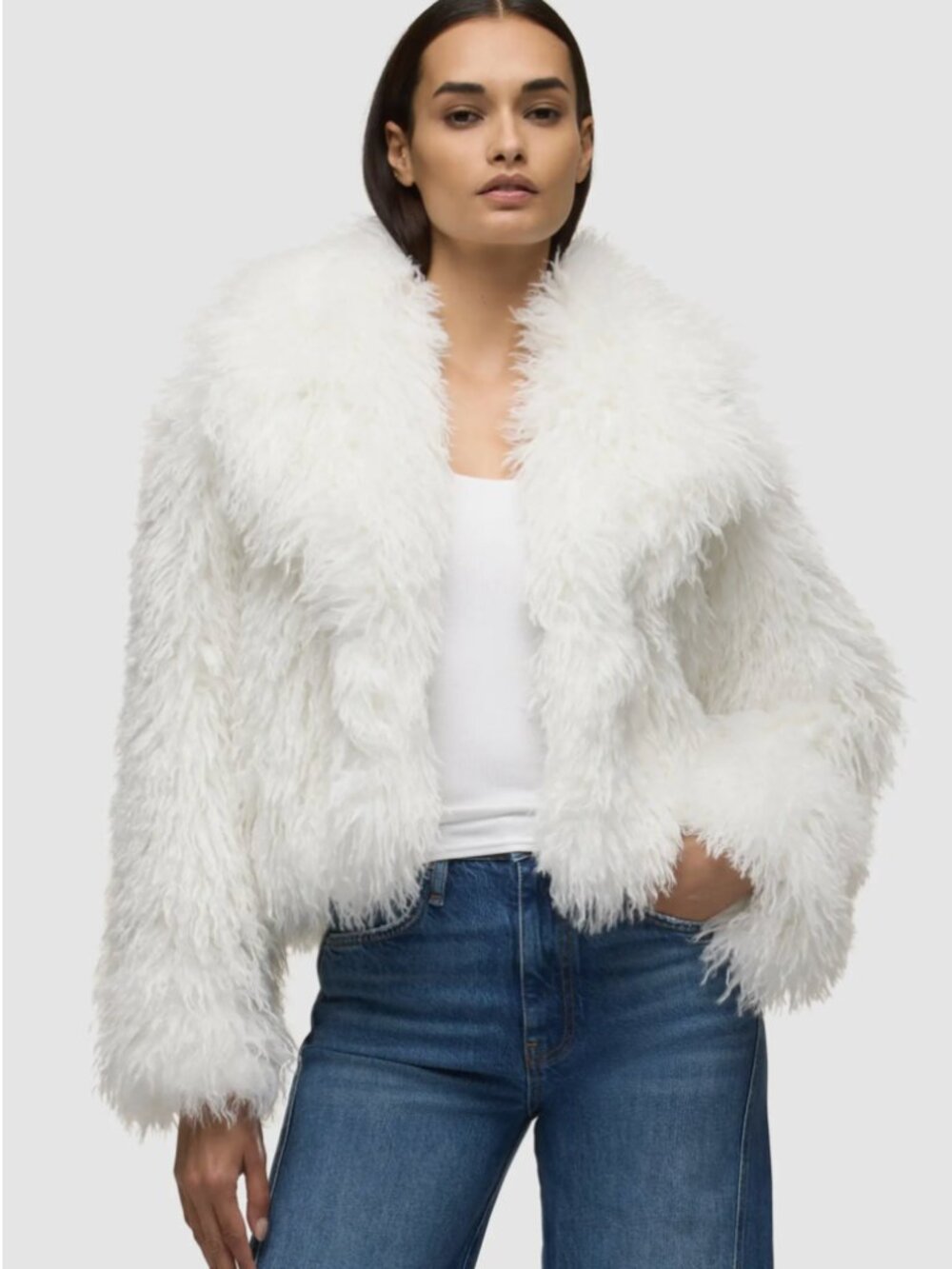 Hudson Faux Mongolian Fur Cropped Jacket